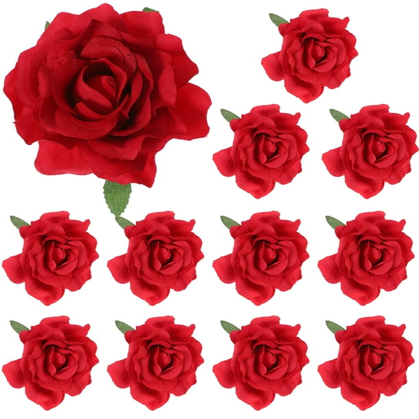 12 pinzas para el pelo con forma de rosa y flor roja, accesorios para el cabello para mujeres y niñas.