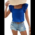 thumbnail image 4 of Top de Mujer con Cuello Cuadrado y Volantes de Corta Azul L, 4 of 10