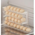 thumbnail image 3 of 30 Eggs 4 Tiers Egg Holder for Fridge Egg Holder Rolling Egg Dispenser for Refrigerator Egg Storage Container Roll Down Countertop (Clear, 33.5cm), 3 of 4