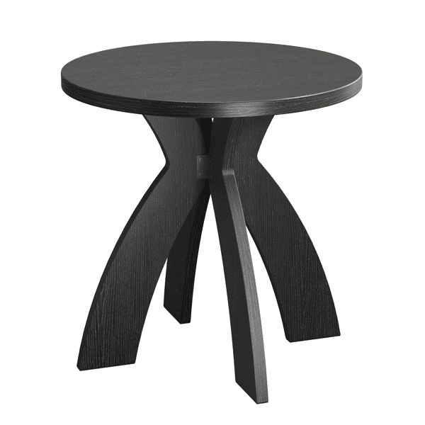 Round Side Table, 23.6 Inch Circular End Table with Curved Cross Legs, Melamine Laminated MDF Accent Table for Living Room, Bedroom, Balcony, Black
