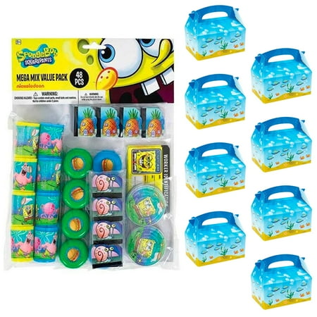 Spongebob Birthday Party Favors - SpongeBob Filled Favor Box Kit (For 8 Guests)