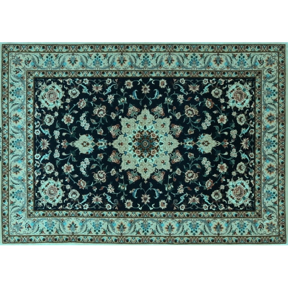 Ahgly Company Indoor Rectangle Persian Light Blue Traditional Area Rugs, 8' x 10'