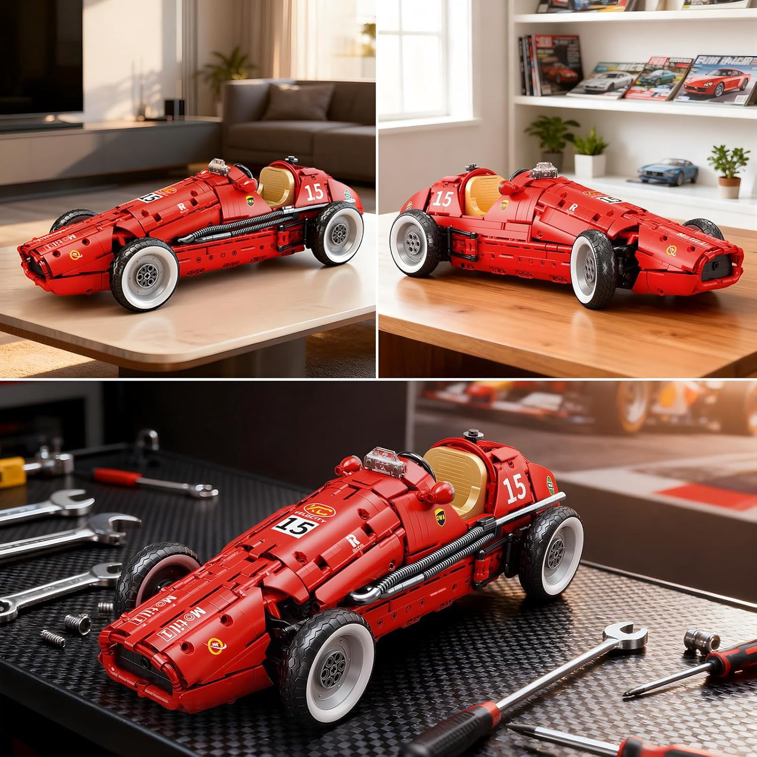 F1 Car Building Set for Adults, Retro Formula Racing Model Kit, Classic 1:8 Scale Collectible Race Car Building Blocks Kit for Home & Office Decor,1809 Pcs