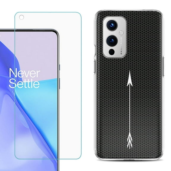 Slim-Fit TPU Phone Case Compatible with OnePlus 9 5G, with Tempered Glass Screen Protector, by OneToughShield ® - Arrow