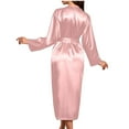 thumbnail image 5 of hotojiny Women's Satin Robe Soft Long Sleeve Bathrobe Bride Party Wedding Sleepwear Dressing Gown Loungewear, 5 of 5