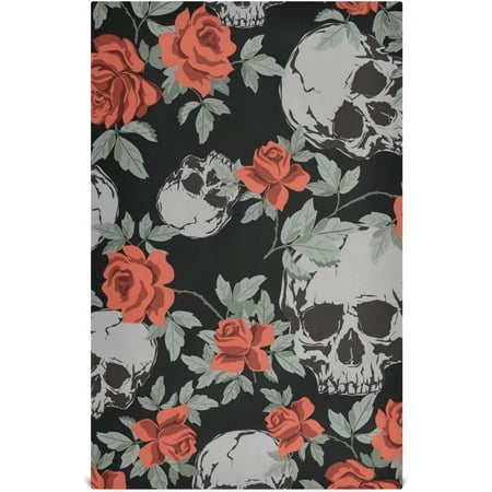 

Bestwell 1pcs Red Rose Skull Kitchen Dish Towels Dishcloths Absorbent Soft Towels Hand Towels Tea Towels 18 x 28