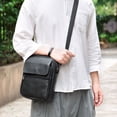 thumbnail image 2 of Bolso bandolera de piel para hombre, bandolera, color negro, 2 of 2