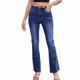 thumbnail image 2 of Pantalones Vaqueros Acampanados de Cintura Alta para Mujer, Ajustados, Informales, Rectos, con Bolsillos. Azul L, 2 of 9