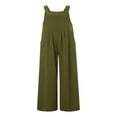 thumbnail image 2 of Wide Leg Overalls for Women Sleeveless Jumpsuits Suspender Overalls with Pockets, 2 of 5
