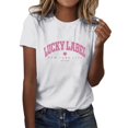 thumbnail image 1 of YDLCAFD T-Shirt pour Femmes Adapté à l'Impression Col Rond Manches Courtes Tee Tops Tunique Blouse, 1 of 5