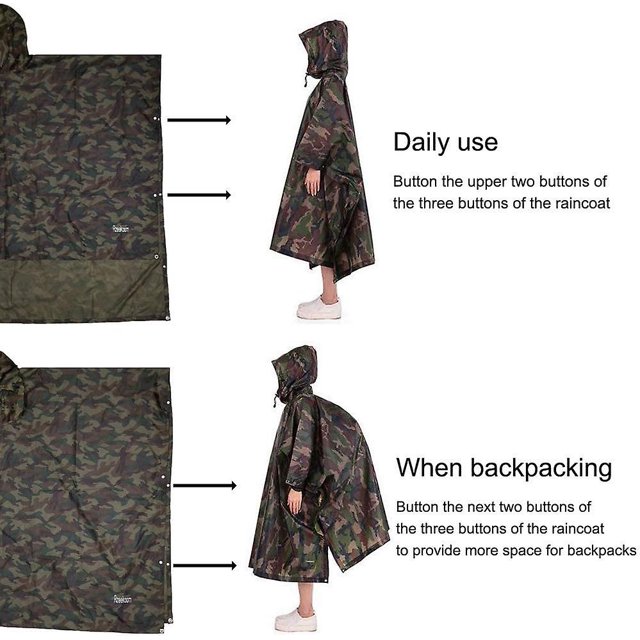 Poncho de lluvia Capa de lluvia impermeable, Poncho de camping multifuncional 3 en 1 / lona / sombra de camping para senderismo al aire libre, Banban de Versalles ShuxiuWang 8390613691460