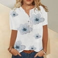 thumbnail image 1 of LSLJS T-Shirts pour Femmes Femmes Été Décontracté T-Shirt à Manches Courtes Bouton Col Rond Chandail Blouse Hauts, 1 of 4