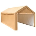 thumbnail image 2 of MF Studio Outdoor 10' X 20' Carport Heavy Duty Car Canopy Storage Shelter with Removable Sidewalls and Doors, Beige, 2 of 14