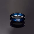 thumbnail image 2 of 5mm Blue Plated Tungsten Carbide Wedding Ring with Silver Beveled Edge for Men Women Comfort Fit Size 7-12, 2 of 6
