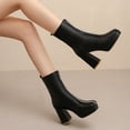 thumbnail image 4 of Black Women'S Platform Boots With Front Zipper High Heel Design For Autumn Winter Fashion Comfortable, 4 of 5