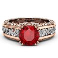thumbnail image 3 of Anillo de oro rosa de 14 quilates con baño de oro y diamantes separados en color champán, joyería versátil, joyería de mano, estilo fresco y dulce, 3 of 5