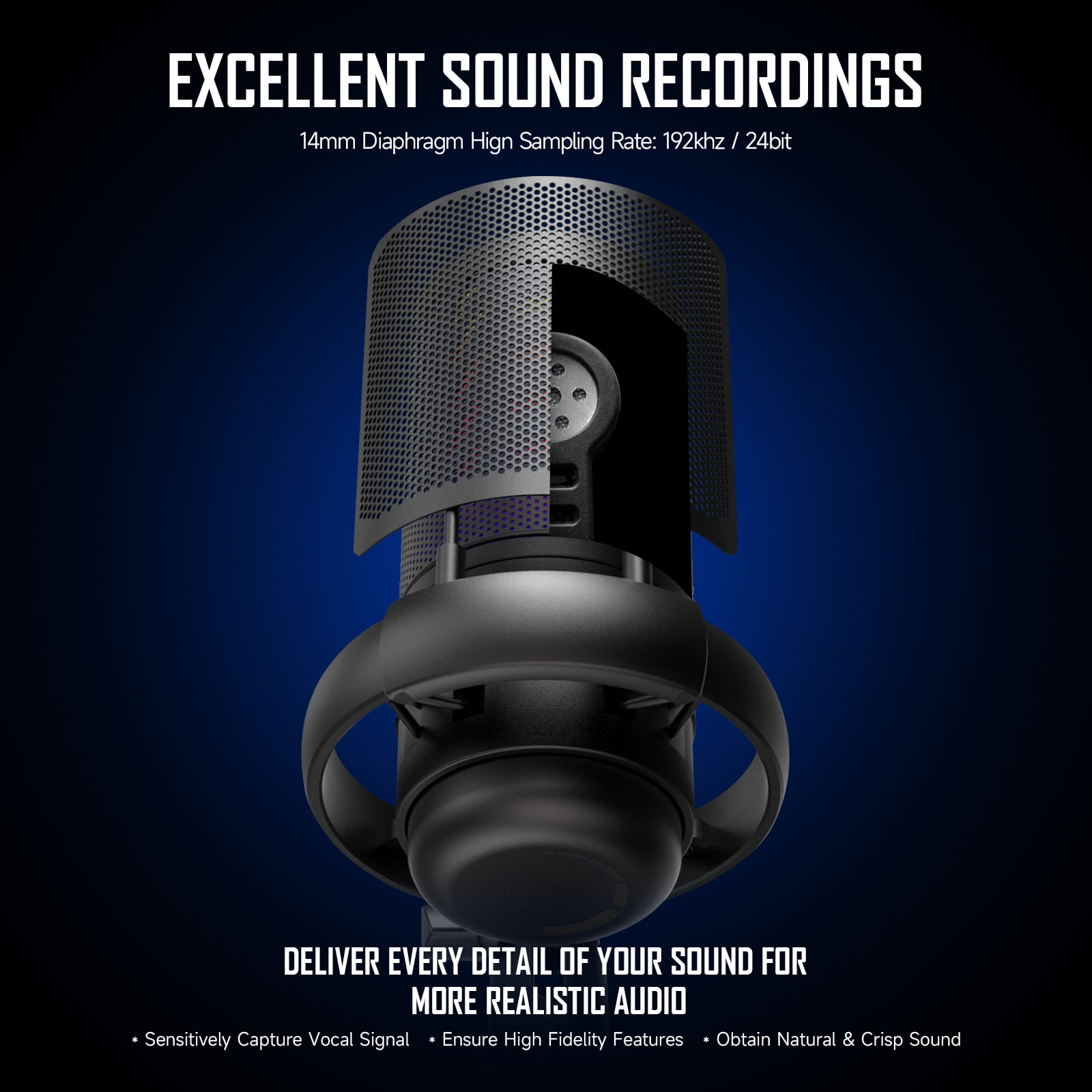 MRSXXNTY Gaming PC USB Microphone, Podcast Condenser Mic with Boom Arm, Pop Filter, Mute Button for Streaming, Twitch, Online Chat, RGB Computer Mic for PS4/5 PC Gamer Youtuber-AmpliGame A6T