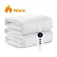 thumbnail image 1 of JUSTLET Heated Mattress Pad Twin Size with Dual Control 9 Heated Settings, Zone Heating Electric Mattress Pad, Auto Shut Off 2-10 Hours, Machine Washable, White, 1 of 11