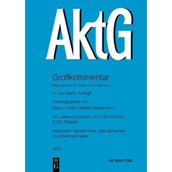 GroÃkommentare Der Praxis Egaktg; § 162; Art 103m Eginso, (Paperback)