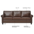 thumbnail image 2 of Classic Faux Leather Sofa Upholstered Couch with Removable Cushions and Rolled Arms for Living Room Office Apartment, 2 of 11