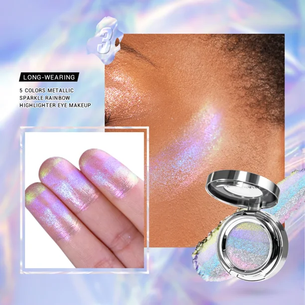 CHARMACY-sombra de ojos multicolor para mujer, maquillaje cosmético de larga duración, 5 colores, brillo, Arco Iris, Duochrome, Highligter, nuevo