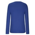 thumbnail image 4 of XFLWAM Women Solid Color Shirts Deep V-Neck Long Sleeve Casual Slouchy Loose Blouses Faux Button Lightweight Pullover Top Blue L, 4 of 4