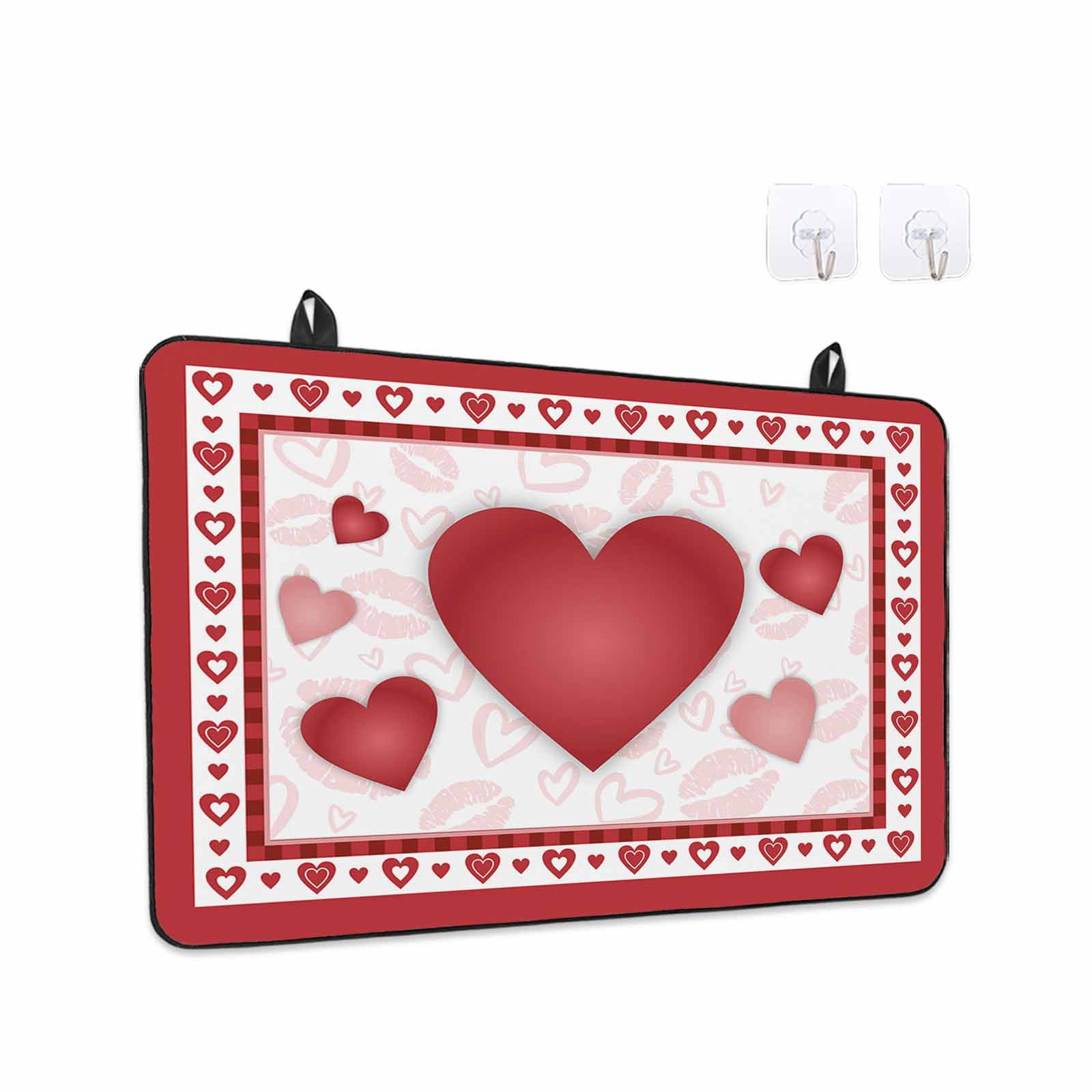 Valentines Stove Top Cover for Electric Stove, Heat-proof & Non Slip Glass Top Stove Cover Protector, Romantic Red Lips Love Heart Kitchen Flat Cooktop Rubber Mat 24x21 Inches