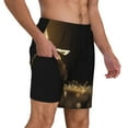 thumbnail image 2 of Daiia Gold Glittering Stars Mens Swim Trunks Swim Shorts Quick Dry Swim Shorts with Mesh Lining Pockets-Small, 2 of 9