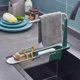thumbnail image 2 of Estante telescópico para fregadero, suministros de cocina, estante de almacenamiento extraíble multifuncional, puede colgar fregadero, estante para paños para lavar platos, verde, 2 of 5
