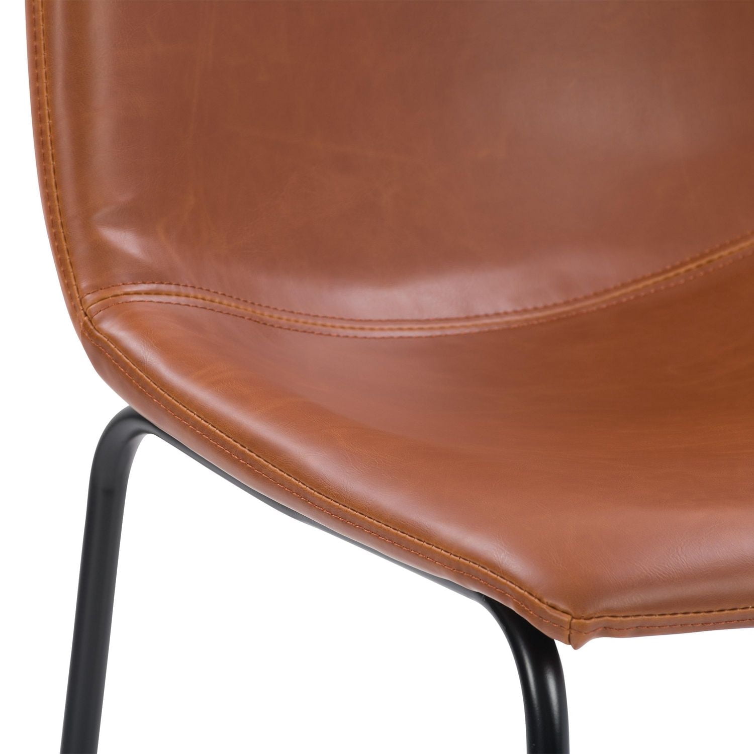 CorLiving Palmer Set of 2 Modern Mid Back Faux Leather Upholstered Counter Height Indoor Barstools