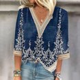 thumbnail image 1 of Ichuanyi liquidación de la moda de la moda para mujeres en v algluce de vía en V de manga 3/4 estampado casual de camiseta casual de camiseta ICHUANYI WER2023081601534, 1 of 5