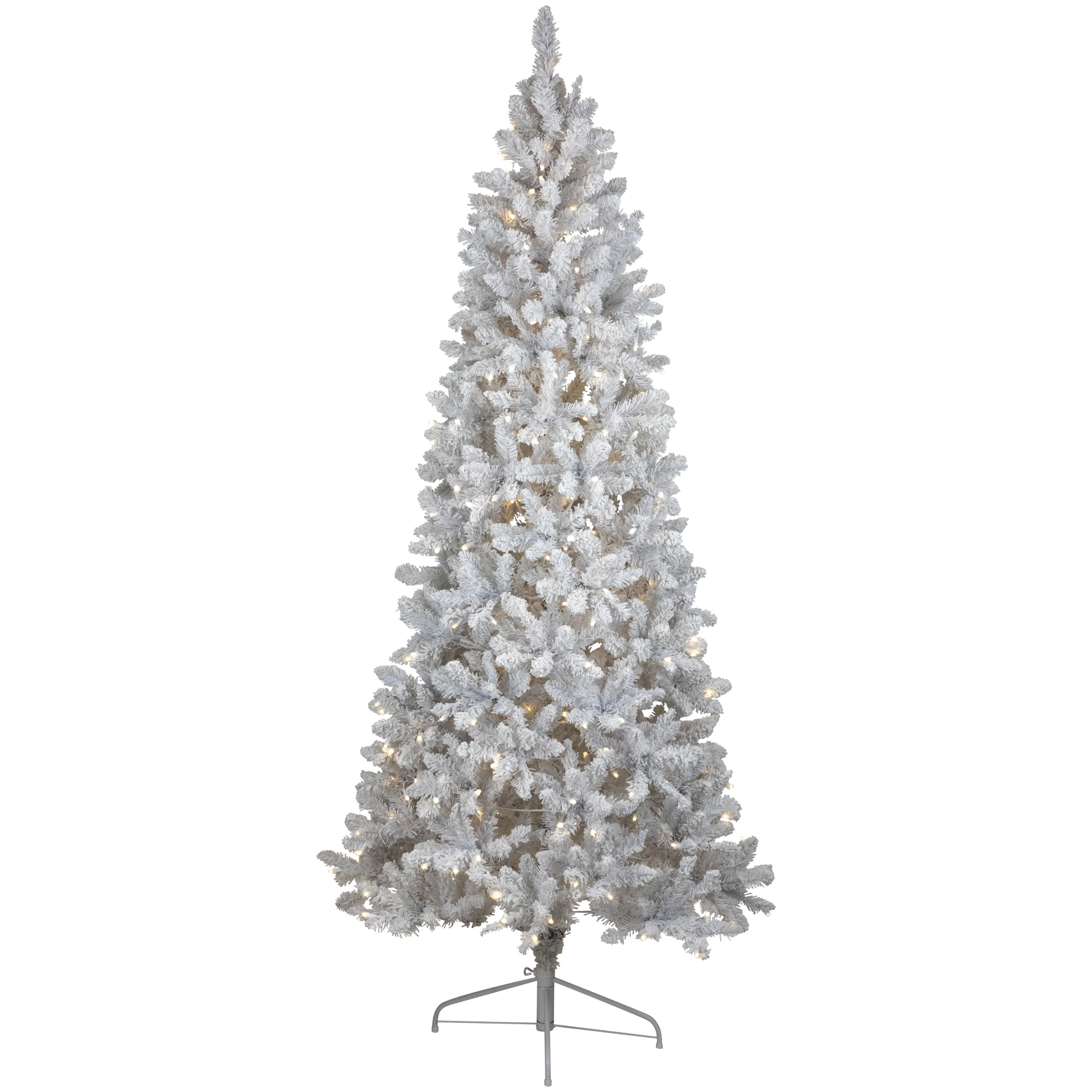 Northlight Clear LED White Prelit Slim Christmas Trees, 7.5'