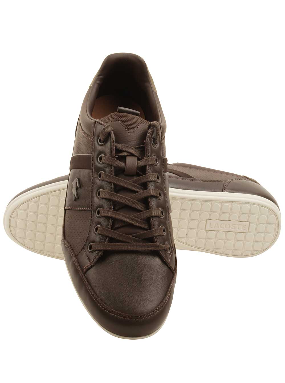 Excellent Lacoste Men Shoes Chaymon 11 Dark Brown Leather Size 10.5 Lacoste Mens Chaymon PRM Sneakers in Dark Brown/Light Brown  main image 3