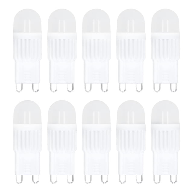 Bombillas LED G9 regulables, 2 W, 500 lm, equivalente a halógeno de 30 W, paquete de 10, para lámparas de araña, de techo y de pared, 220 V, luz blanca