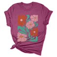 thumbnail image 4 of YDLCAFD T-Shirts Unis pour Femmes Col en V Mode Décontractée Col Rond Imprimés T-Shirts Été Manches Courtes T-Shirts Amples Décontractés, 4 of 5