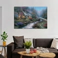 thumbnail image 6 of Twilight Cottage Wall Art Poster Scroll Canvas Painting Picture Living Room Decor Home 12x18inch(30x45cm), 6 of 6