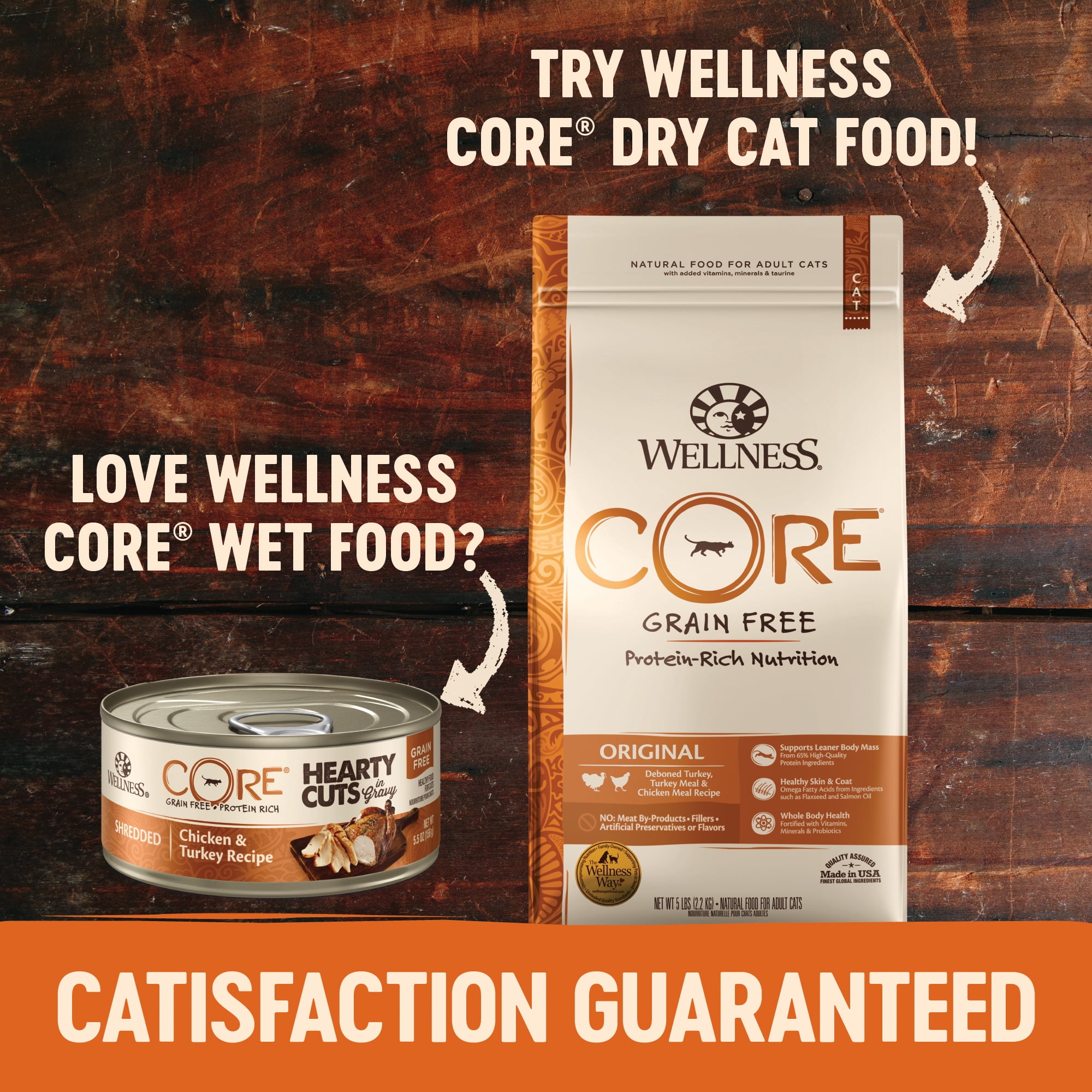 Wellness CORE Hearty Cuts Wet Cat Food, Whitefish & Salmon, 5.5oz Can (Pack of 24)