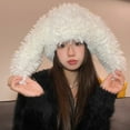 thumbnail image 5 of vnanda Ladies Hat Fluffy Rabbit Ear Ladies Winter Hat Thick Plush Windproof Warm for Women Men Unisex Knitted Cosplay Party Unisex Knitted Hat, 5 of 8