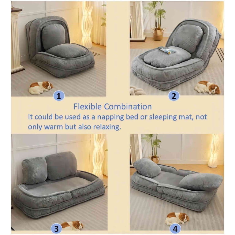 Aukfa Fold Lazy Sofa Bed,Floor Chair Small Couch with 5 Adjustable