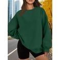 thumbnail image 6 of Women Oversized Sweatshirts Hoodie Fleece Crew Neck Long Sleeve Sweaters Comfy Fall Fashion Outfits Dark Green S, 6 of 9