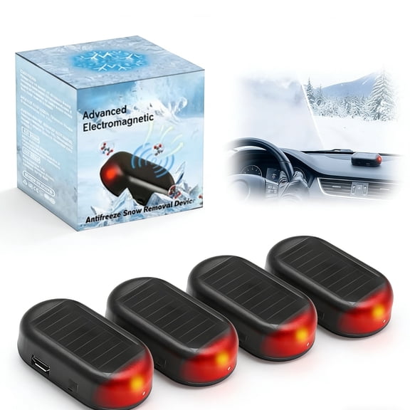 4pcs 2026 New Solar Anti-Freeze Electromagnetic Car Snow Removal Device，Magic Car Defroster Snow Remover for Cars Ice Scraper Fast and Efficient Vehicle Microwave Deicing Instrument for Ice Scrapin
