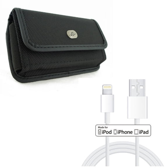 Case Belt Clip w MFi USB Cable for iPhone XR - Rugged Holster Canvas Cover Pouch, 3ft Certified Charger Cord Power Wire Compatible With iPhone XR
