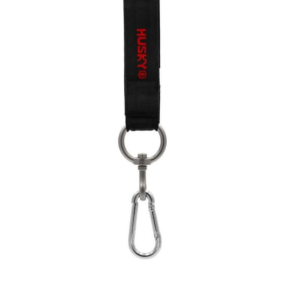 Husky Heavy Duty 24 in Carabiner Strap with Quick-Release Hooks, Zinc-Plated Steel, Black