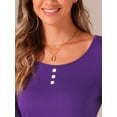 thumbnail image 5 of DARING DIVA Women's Scoop Neck Button Ruched Drawstring Tops M Purple, 5 of 6