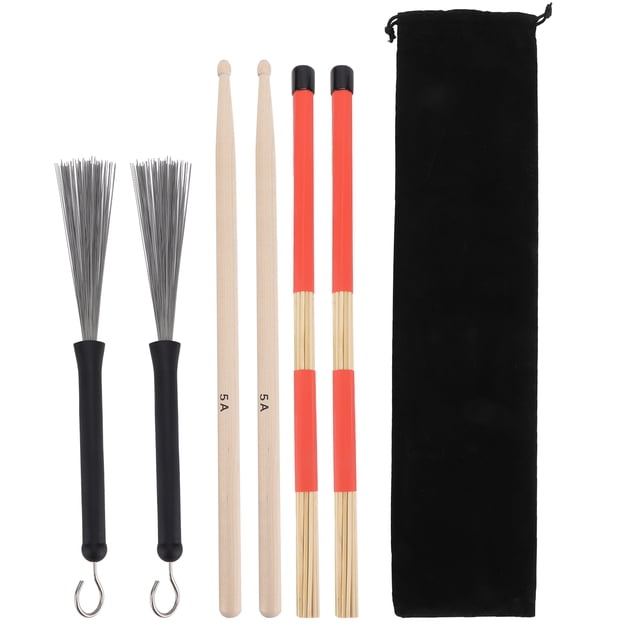 Juego de baquetas de jazz, juego de baquetas 5A, juego de baquetas, baquetas, cepillo, funcionamiento suave Jadeshay A