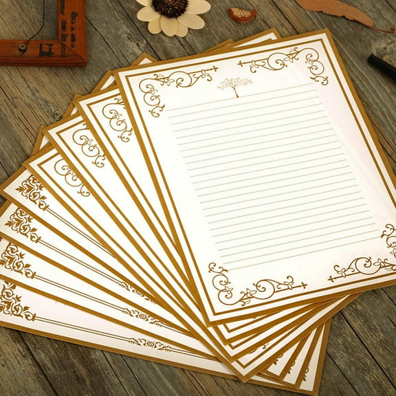 HONITANO 8Pcs Rectangular White Paper Letter Writing Stationery Vintage Style 6.9x9.3in