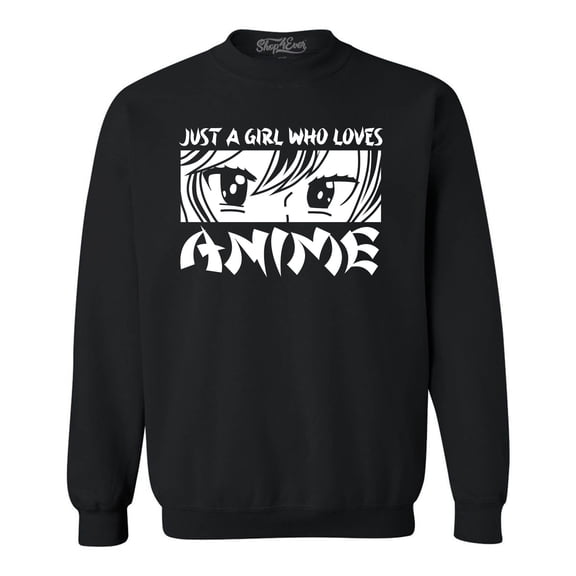 Shop4Ever Men's Just A Girl Who Loves Anime Crewneck Sweatshirt XXXX-Large Black