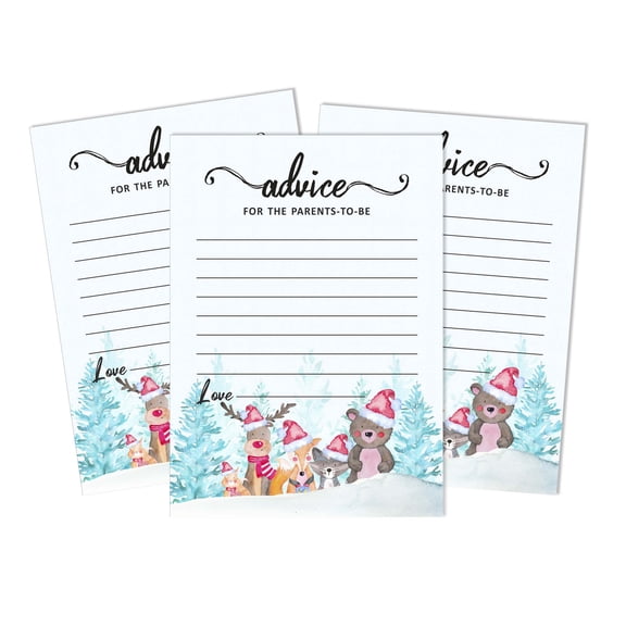 Inkdotpot 50Advice CardsFor Baby Shower Game Gender Neutral Advice For New Mom & Dad Winter Jungle Theme Boy Or GirlParty Supplies