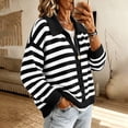 thumbnail image 5 of LUVDA Striped Knit Cardigan for Women Collared Button Up Sweater Colorblock Long Sleeve Casual Fall Top, 5 of 7