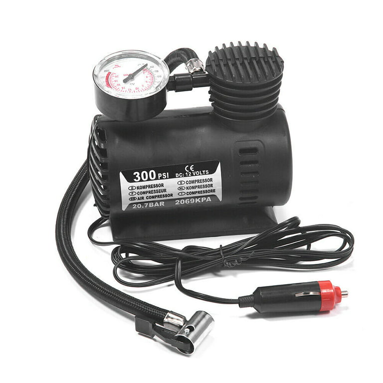 Air Compressor Pump, Car Air Pump Portable Tire Inflator Pump + Gauge 12V  300 PSI Tire Pump for Car, Truck, Bicycle, and Other Inflatables 